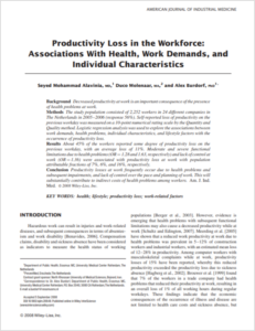 American Journal Productivityloss in the workforce