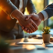 Diverse handen komen samen boven modern kantoorbureau met natuurlijk zonlicht en werkplek wellness elementen