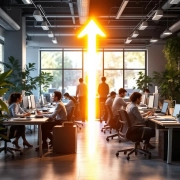 Kantooromgeving toont contrast tussen tevreden werknemers aan georganiseerde bureaus en lege, rommelige werkplekken